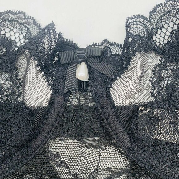 Victoria’s Secret Bodysuit 34C Lace Corset Garter Strings Black Sexy Anniversary - Picture 3 of 10